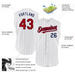 Baseball Authentic Red Jersey Sleeveless Pinstripe White Custom Navy Baseball Authentic Red Jersey Sleeveless Pinstripe White Custom Navy