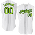 Sleeveless Authentic Green Neon Navy Custom Jersey Pinstripe White Baseball Sleeveless Authentic Green Neon Navy Custom Jersey Pinstripe White Baseball