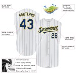Pinstripe White Custom Sleeveless Baseball Authentic Jersey Yellow Royal Pinstripe White Custom Sleeveless Baseball Authentic Jersey Yellow Royal