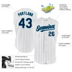 Teal Sleeveless Pinstripe Jersey Custom Authentic Baseball White Navy Teal Sleeveless Pinstripe Jersey Custom Authentic Baseball White Navy