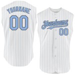 Steel Gray Blue Authentic Custom Baseball Light Jersey Sleeveless White Pinstripe Steel Gray Blue Authentic Custom Baseball Light Jersey Sleeveless White Pinstripe