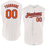 Pinstripe Custom Orange Baseball Jersey White Sleeveless Authentic Royal Pinstripe Custom Orange Baseball Jersey White Sleeveless Authentic Royal