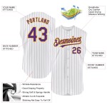 Gold Baseball Authentic Purple White Jersey Custom Sleeveless Pinstripe Gold Baseball Authentic Purple White Jersey Custom Sleeveless Pinstripe