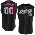 Authentic Sleeveless Pinstripe Pink-Kelly Baseball Jersey Black Custom White Green Authentic Sleeveless Pinstripe Pink-Kelly Baseball Jersey Black Custom White Green