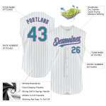 Baseball White Authentic Teal Sleeveless Custom Pinstripe Jersey Pink Baseball White Authentic Teal Sleeveless Custom Pinstripe Jersey Pink