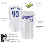 Jersey Baseball Authentic Purple Pinstripe Teal Custom White Sleeveless Jersey Baseball Authentic Purple Pinstripe Teal Custom White Sleeveless
