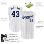 Navy Sleeveless Pinstripe Custom Baseball Authentic White Navy Jersey Navy Sleeveless Pinstripe Custom Baseball Authentic White Navy Jersey