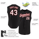 Black Jersey White Baseball Sleeveless Red Pinstripe Authentic Custom Black Jersey White Baseball Sleeveless Red Pinstripe Authentic Custom
