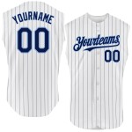 Baseball Sleeveless Blue Navy White Custom Authentic Light Jersey Pinstripe Baseball Sleeveless Blue Navy White Custom Authentic Light Jersey Pinstripe