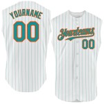 Jersey Baseball Pinstripe Teal White Sleeveless Custom Authentic Orange Jersey Baseball Pinstripe Teal White Sleeveless Custom Authentic Orange