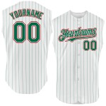 Sleeveless Green Jersey Custom Red Baseball Authentic White Kelly Pinstripe Sleeveless Green Jersey Custom Red Baseball Authentic White Kelly Pinstripe