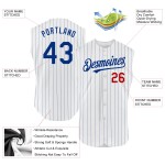 Authentic Red White Baseball Custom Pinstripe Royal Sleeveless Jersey Authentic Red White Baseball Custom Pinstripe Royal Sleeveless Jersey