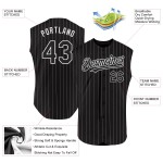 Pinstripe Custom Jersey Sleeveless Authentic White Baseball Black White Pinstripe Custom Jersey Sleeveless Authentic White Baseball Black White