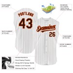 Custom White Pinstripe Authentic Orange Jersey Sleeveless Brown Baseball Custom White Pinstripe Authentic Orange Jersey Sleeveless Brown Baseball