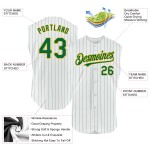 Custom Green Gold Baseball Authentic Pinstripe Sleeveless White Jersey Kelly