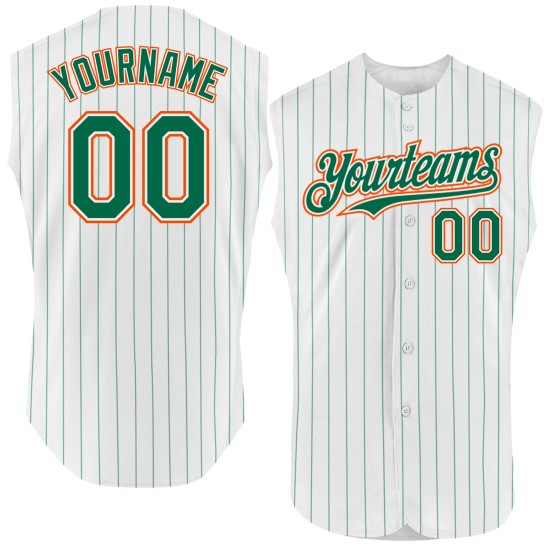 Sleeveless Baseball White Orange Green Jersey Pinstripe Authentic Custom Kelly Sleeveless Baseball White Orange Green Jersey Pinstripe Authentic Custom Kelly