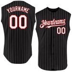 Black Jersey White Baseball Sleeveless Red Pinstripe Authentic Custom Black Jersey White Baseball Sleeveless Red Pinstripe Authentic Custom