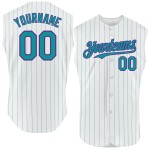 Pinstripe Jersey Purple Baseball Teal White Sleeveless Custom Authentic Pinstripe Jersey Purple Baseball Teal White Sleeveless Custom Authentic