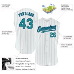 Custom Teal Jersey Sleeveless Navy White Baseball Pinstripe Authentic Custom Teal Jersey Sleeveless Navy White Baseball Pinstripe Authentic