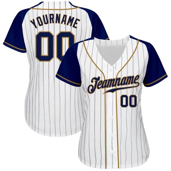 Baseball Sleeves Raglan Custom Gold Jersey White Authentic Navy Navy-Old Pinstripe Baseball Sleeves Raglan Custom Gold Jersey White Authentic Navy Navy-Old Pinstripe