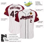 Crimson Custom Baseball Jersey Black-Crimson Authentic Sleeves White Raglan Pinstripe Crimson Custom Baseball Jersey Black-Crimson Authentic Sleeves White Raglan Pinstripe