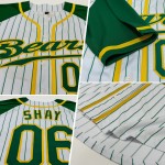 Jersey Baseball Kelly Green Pinstripe Authentic White Raglan Green-Gold Kelly Sleeves Custom Jersey Baseball Kelly Green Pinstripe Authentic White Raglan Green-Gold Kelly Sleeves Custom