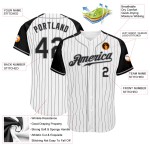 White Black-Gray Pinstripe Jersey Sleeves Black Custom Raglan Authentic Baseball White Black-Gray Pinstripe Jersey Sleeves Black Custom Raglan Authentic Baseball