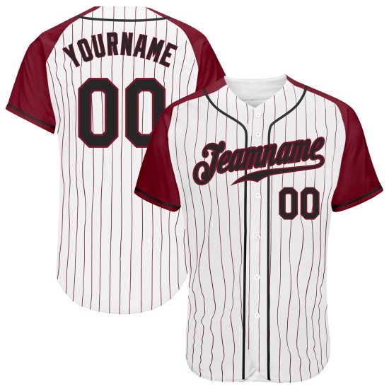 Crimson Custom Baseball Jersey Black-Crimson Authentic Sleeves White Raglan Pinstripe Crimson Custom Baseball Jersey Black-Crimson Authentic Sleeves White Raglan Pinstripe