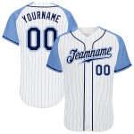 Baseball Blue Authentic Blue Raglan Light Jersey Sleeves Navy-Light White Pinstripe Custom Baseball Blue Authentic Blue Raglan Light Jersey Sleeves Navy-Light White Pinstripe Custom