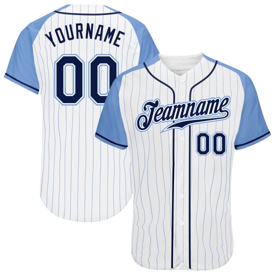 Baseball Blue Authentic Blue Raglan Light Jersey Sleeves Navy-Light White Pinstripe Custom Baseball Blue Authentic Blue Raglan Light Jersey Sleeves Navy-Light White Pinstripe Custom
