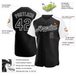 Custom White Sleeves Black Jersey Raglan Baseball Authentic Custom White Sleeves Black Jersey Raglan Baseball Authentic