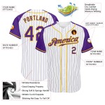 Purple-Gold White Raglan Purple Authentic Jersey Baseball Sleeves Custom Pinstripe Purple-Gold White Raglan Purple Authentic Jersey Baseball Sleeves Custom Pinstripe