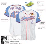 Pinstripe Jersey Light Baseball White Raglan Light Authentic Sleeves Custom Blue Blue-Red Pinstripe Jersey Light Baseball White Raglan Light Authentic Sleeves Custom Blue Blue-Red