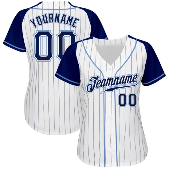 White Raglan Navy-Light Pinstripe Jersey Baseball Authentic Blue Custom Sleeves Navy White Raglan Navy-Light Pinstripe Jersey Baseball Authentic Blue Custom Sleeves Navy