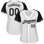 White Black-Gray Pinstripe Jersey Sleeves Black Custom Raglan Authentic Baseball White Black-Gray Pinstripe Jersey Sleeves Black Custom Raglan Authentic Baseball