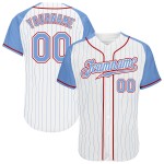 Pinstripe Jersey Light Baseball White Raglan Light Authentic Sleeves Custom Blue Blue-Red Pinstripe Jersey Light Baseball White Raglan Light Authentic Sleeves Custom Blue Blue-Red
