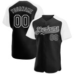 Custom White Sleeves Black Jersey Raglan Baseball Authentic Custom White Sleeves Black Jersey Raglan Baseball Authentic