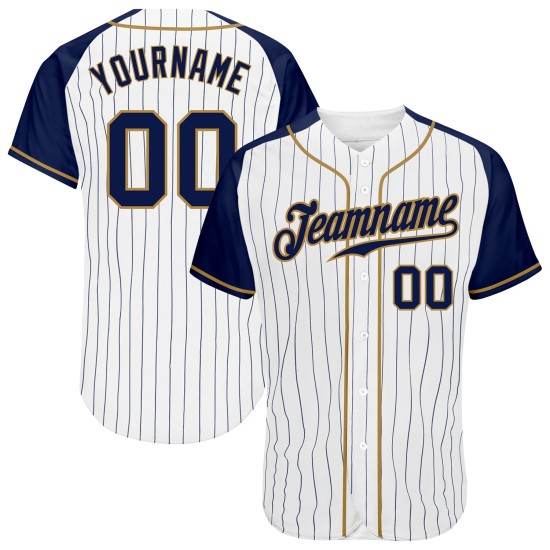 Baseball Sleeves Raglan Custom Gold Jersey White Authentic Navy Navy-Old Pinstripe Baseball Sleeves Raglan Custom Gold Jersey White Authentic Navy Navy-Old Pinstripe