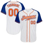 Jersey Raglan Royal Sleeves Pinstripe Baseball Authentic White Custom Orange-Royal Jersey Raglan Royal Sleeves Pinstripe Baseball Authentic White Custom Orange-Royal
