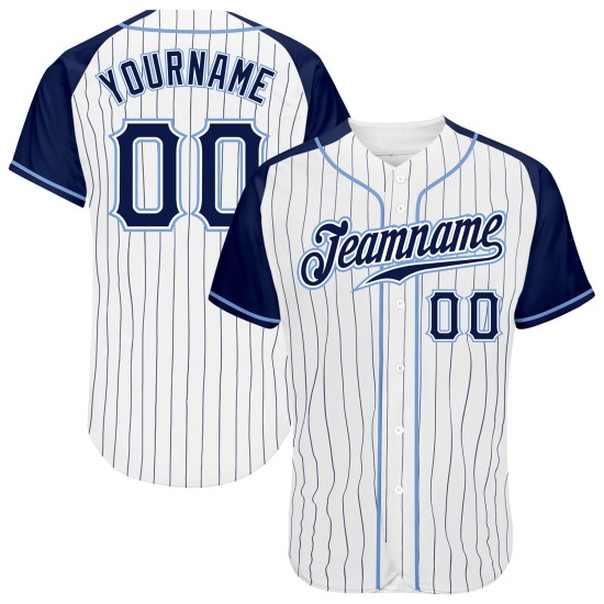 White Raglan Navy-Light Pinstripe Jersey Baseball Authentic Blue Custom Sleeves Navy White Raglan Navy-Light Pinstripe Jersey Baseball Authentic Blue Custom Sleeves Navy