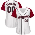 Crimson Custom Baseball Jersey Black-Crimson Authentic Sleeves White Raglan Pinstripe Crimson Custom Baseball Jersey Black-Crimson Authentic Sleeves White Raglan Pinstripe