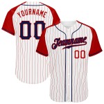 Navy-Red Authentic Custom Baseball Sleeves Red Jersey White Pinstripe Raglan Navy-Red Authentic Custom Baseball Sleeves Red Jersey White Pinstripe Raglan