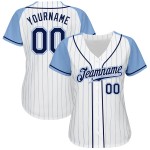 Baseball Blue Authentic Blue Raglan Light Jersey Sleeves Navy-Light White Pinstripe Custom Baseball Blue Authentic Blue Raglan Light Jersey Sleeves Navy-Light White Pinstripe Custom