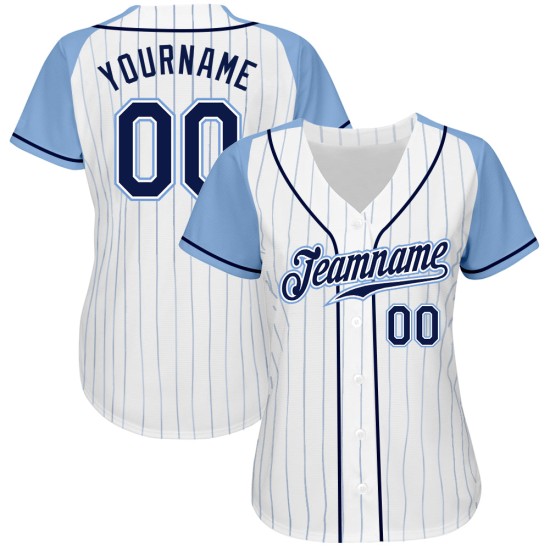 Baseball Blue Authentic Blue Raglan Light Jersey Sleeves Navy-Light White Pinstripe Custom Baseball Blue Authentic Blue Raglan Light Jersey Sleeves Navy-Light White Pinstripe Custom