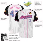 Sleeves Authentic Baseball Jersey Blue-Black Light Pinstripe Raglan Custom Black White Sleeves Authentic Baseball Jersey Blue-Black Light Pinstripe Raglan Custom Black White